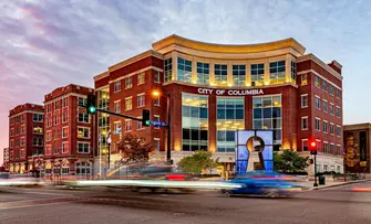Downtown Columbia, Missouri at twilight